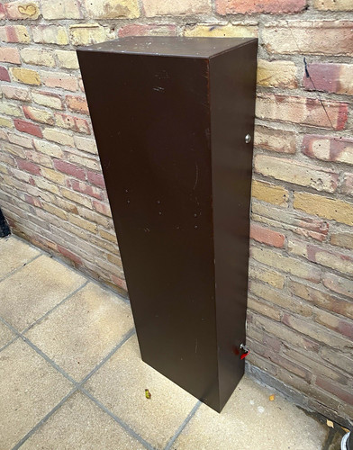Brown steel gun cabinet safe - cabinet,